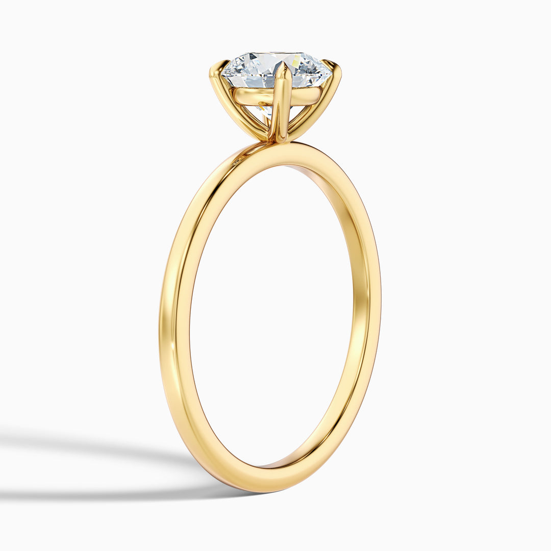 Grace 4 Carat Round Cut Solitaire Lab Grown Engagement Ring in 18k Yellow Gold - Detail View