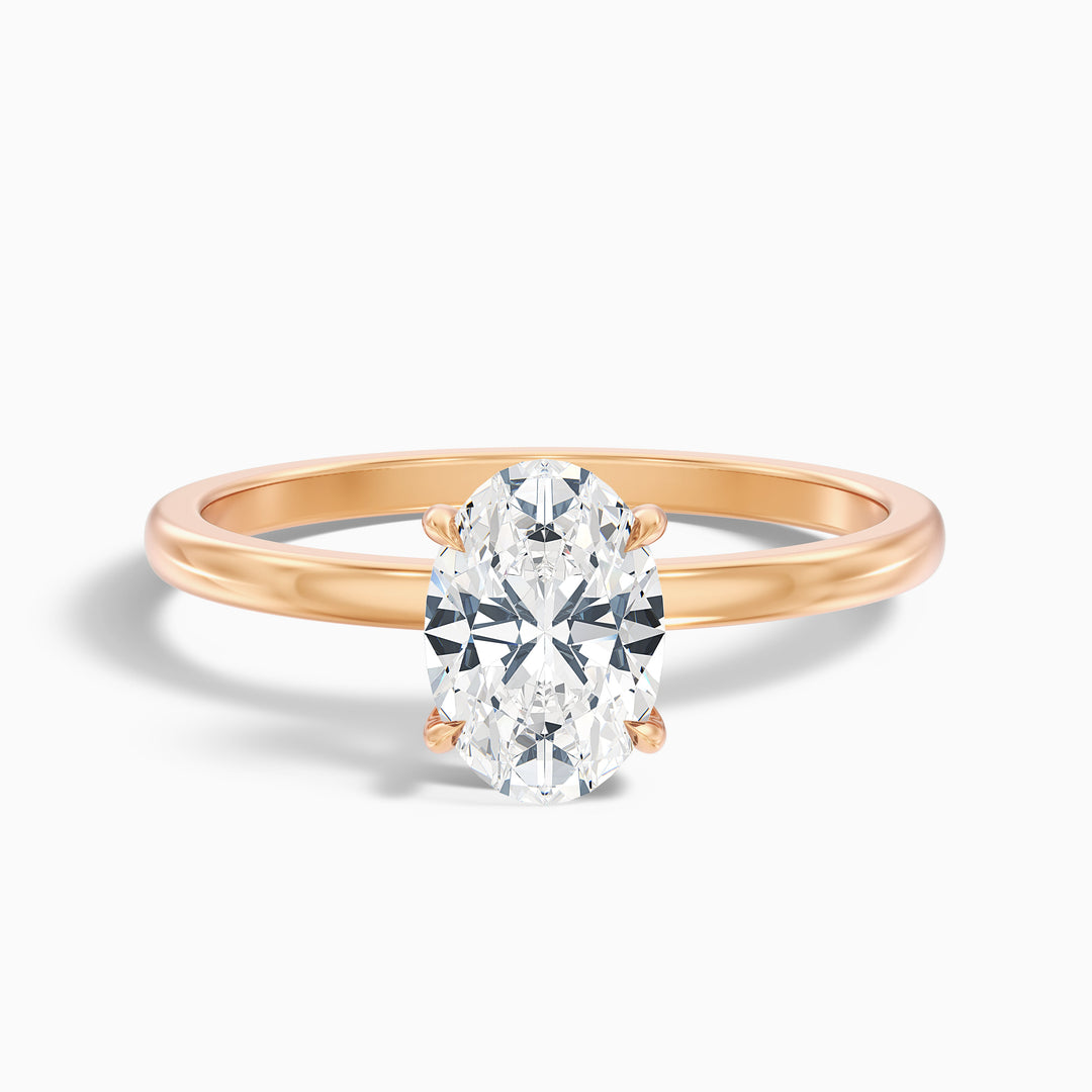 Hailey 4 Carat Oval Cut Solitaire Lab Grown Engagement Ring in 14k Rose Gold - Front View