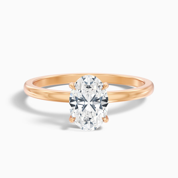 Jade 3 Carat Oval Cut Solitaire Moissanite Diamond Ring - Front View