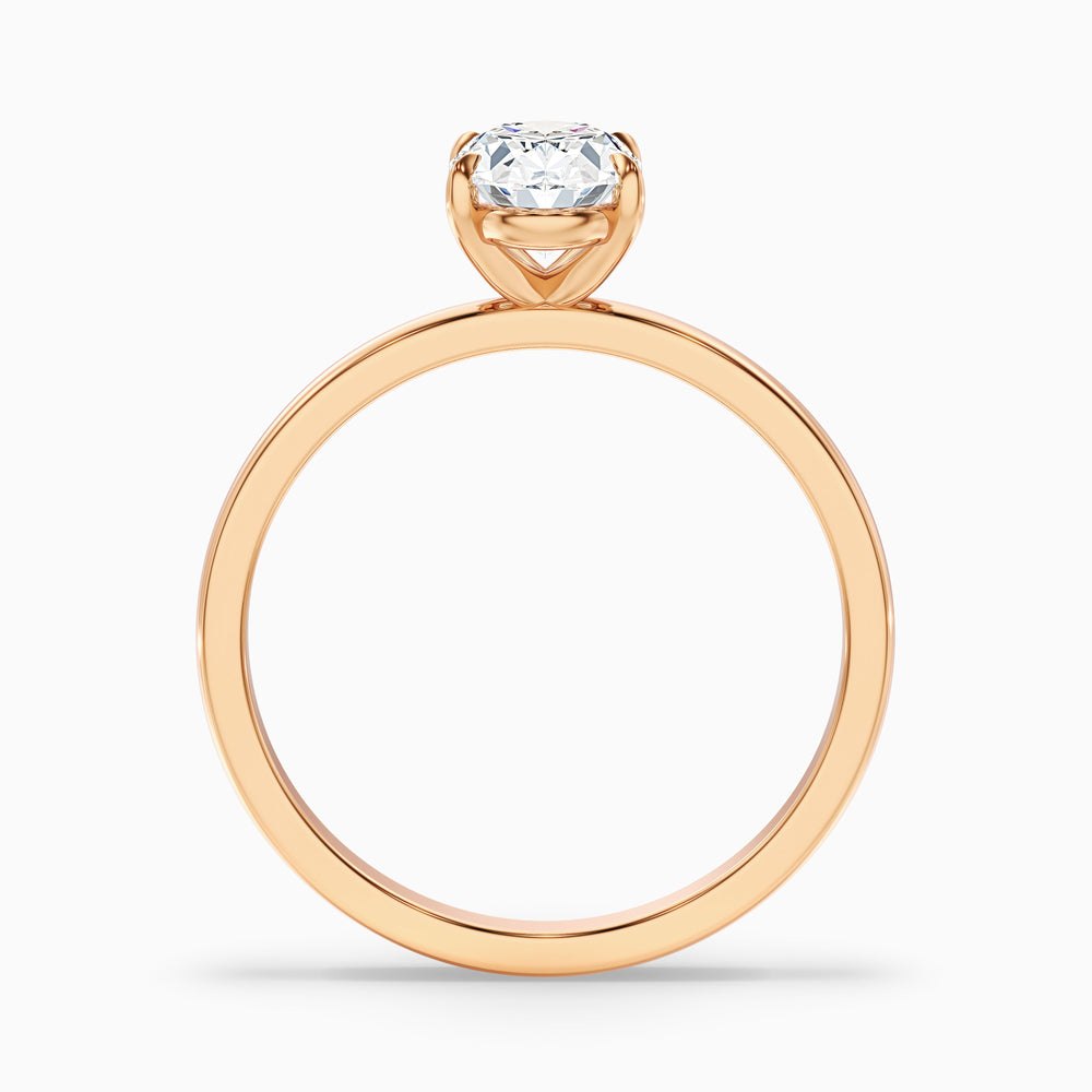 Hailey 1 Carat Oval Cut Solitaire Lab Grown Engagement Ring in 14k Rose Gold - Side View