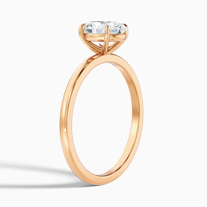 Hailey 1.5 Carat Oval Cut Solitaire Lab Grown Engagement Ring in 14k Rose Gold - Detail View