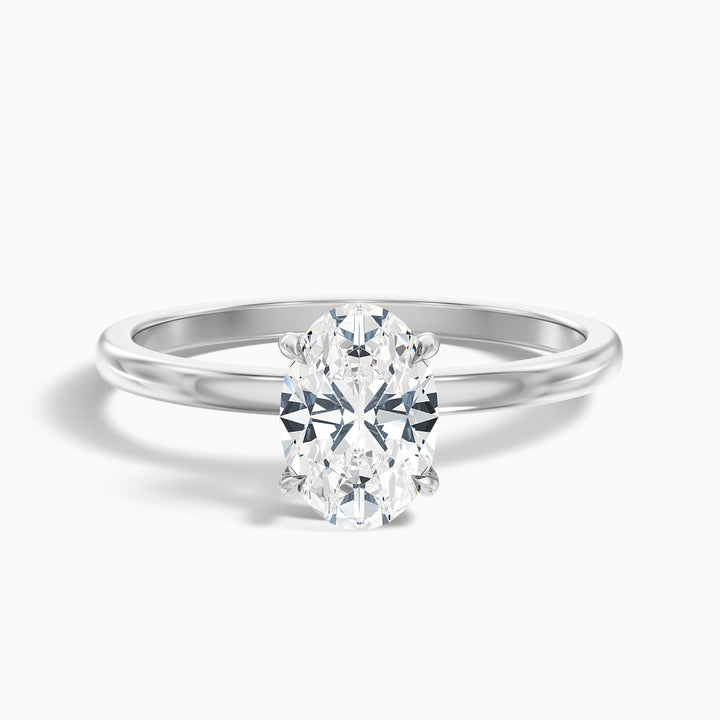 Jade 2 Carat Oval Cut Solitaire Moissanite Diamond Ring - Front View