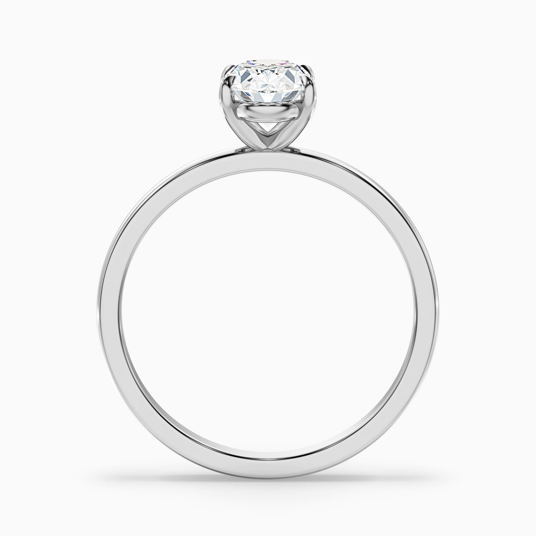 Hailey 4 Carat Oval Cut Solitaire Lab Grown Engagement Ring in 10k White Gold - Side View