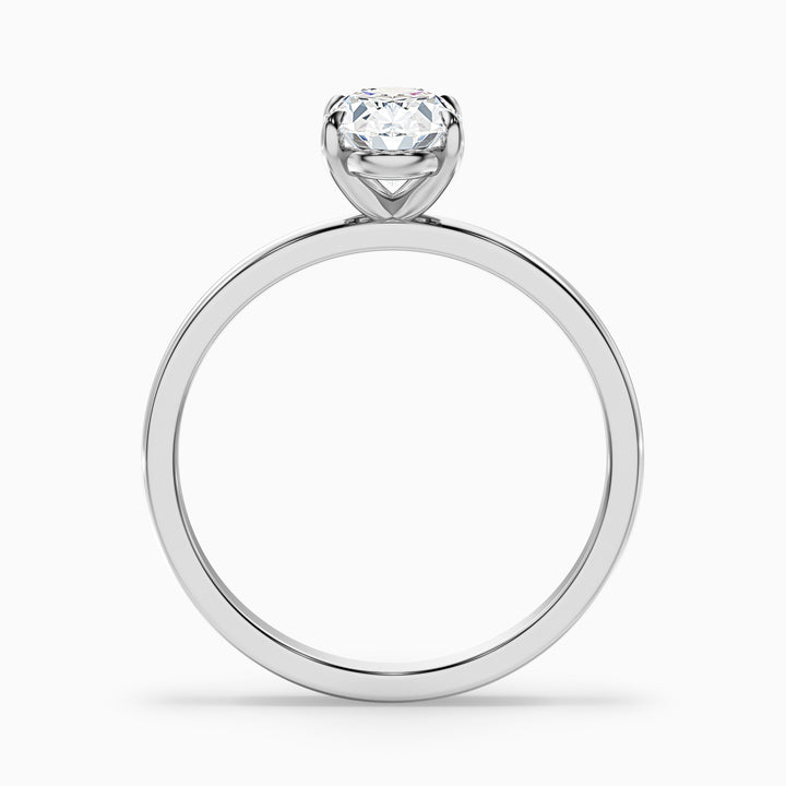 Hailey 4 Carat Oval Cut Solitaire Lab Grown Engagement Ring in 10k White Gold - Side View