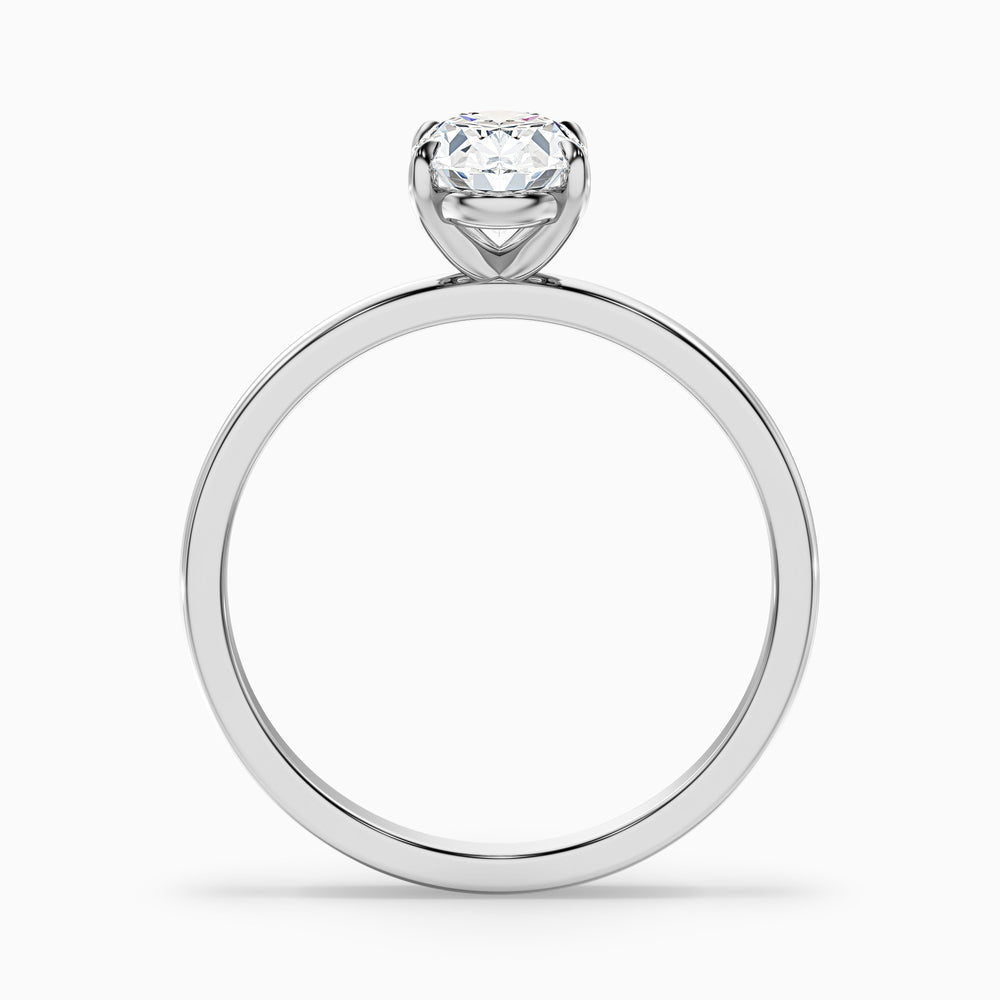 Hailey 2 Carat Oval Cut Solitaire Lab Grown Engagement Ring in 18k White Gold - Side View