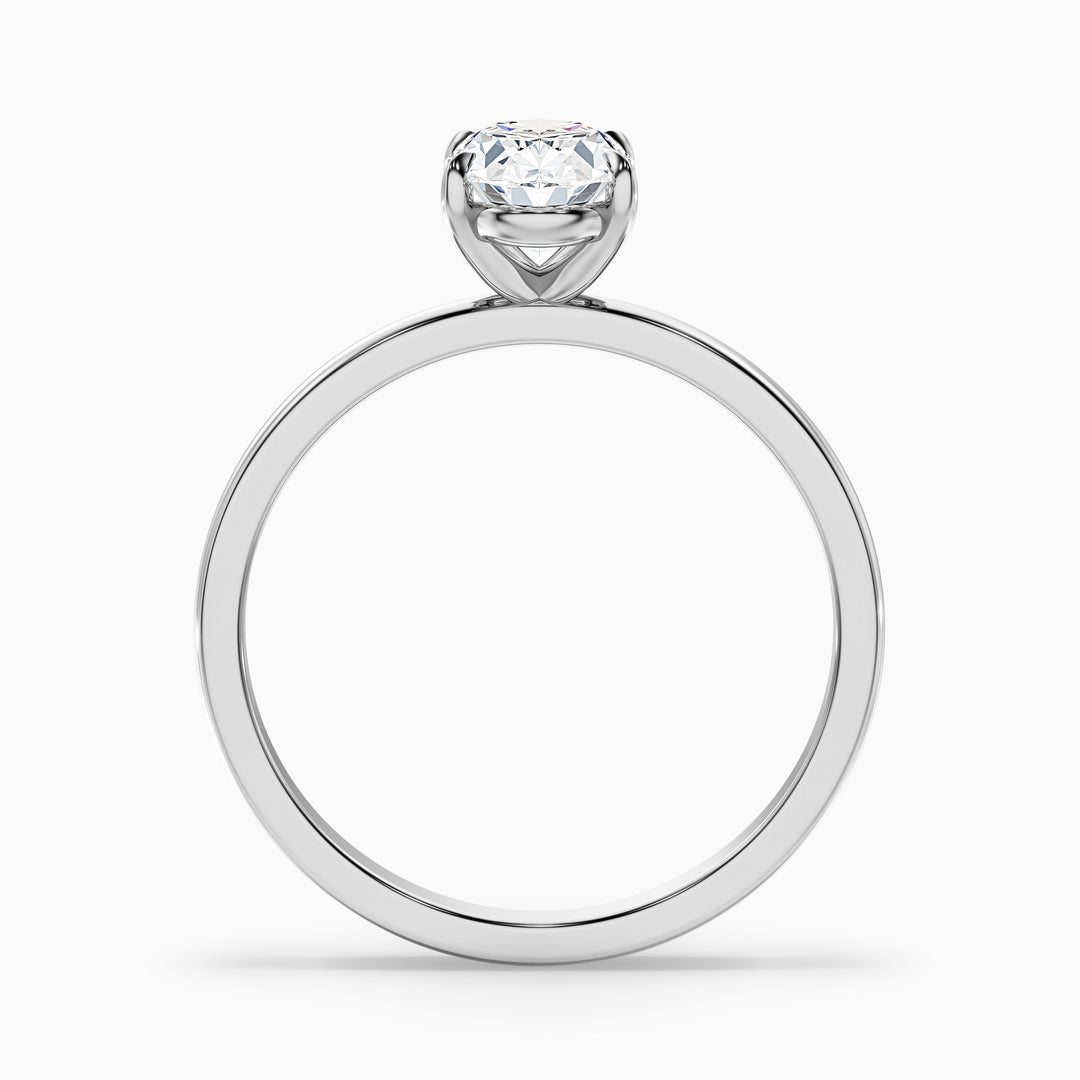 Jade 3.5 Carat Oval Cut Solitaire Moissanite Diamond Ring - Side View