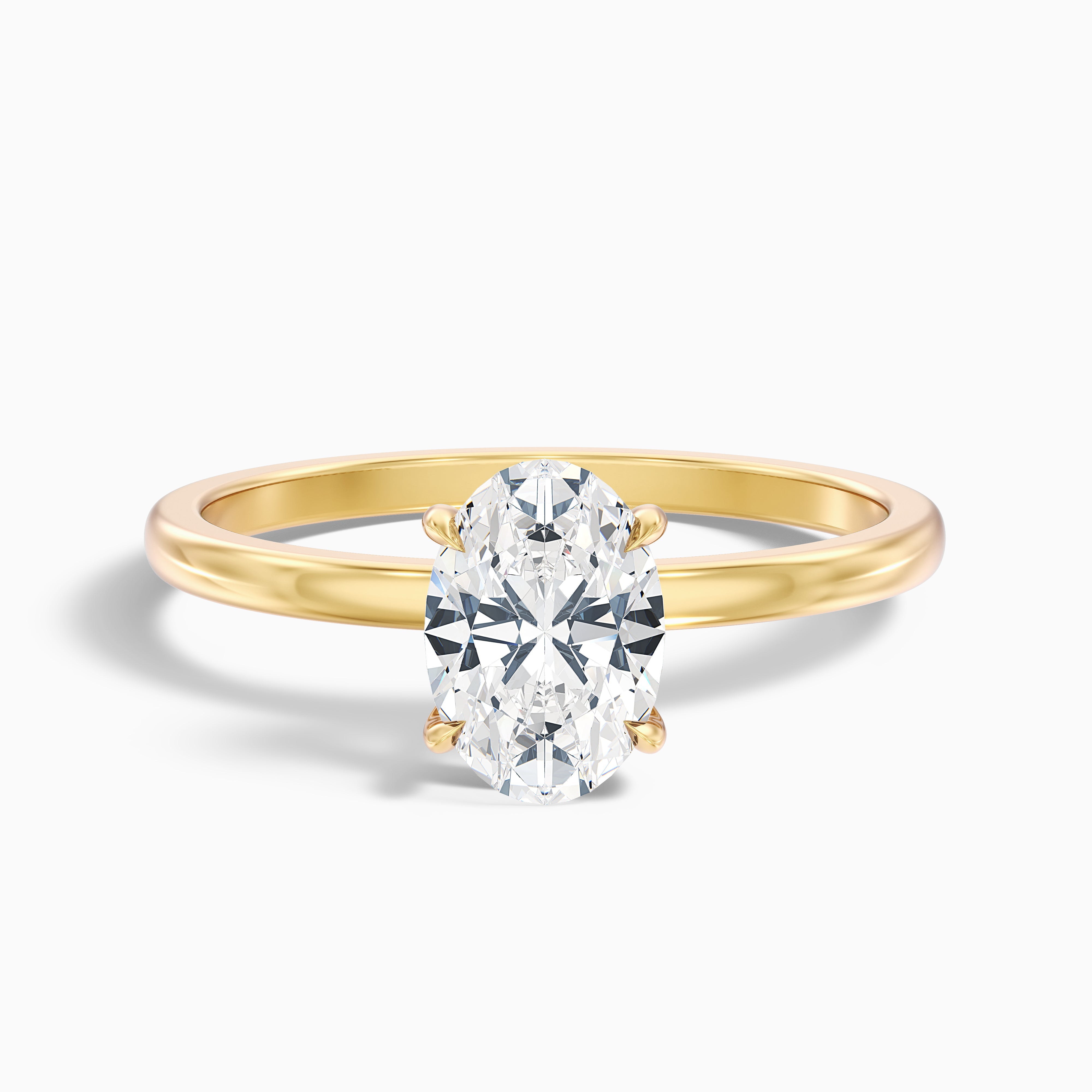 Hailey 2.5 Carat Oval Cut Solitaire Lab Grown Engagement Ring in 14k Yellow Gold