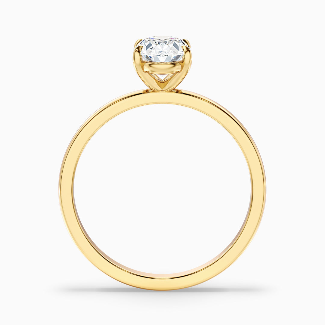 Hailey 1 Carat Oval Cut Solitaire Lab Grown Engagement Ring in 18k Yellow Gold - Side View