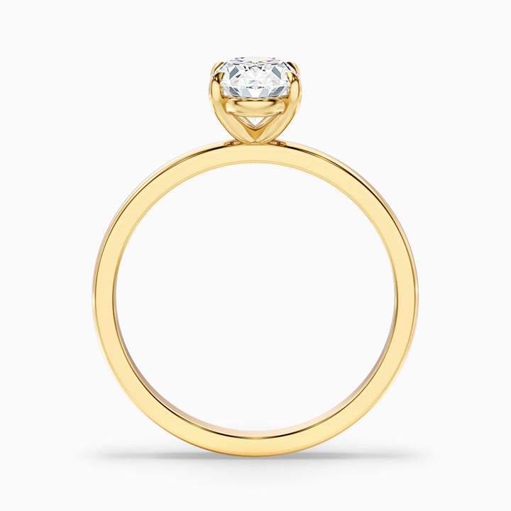 Hailey 1 Carat Oval Cut Solitaire Lab Grown Engagement Ring in 18k Yellow Gold - Side View