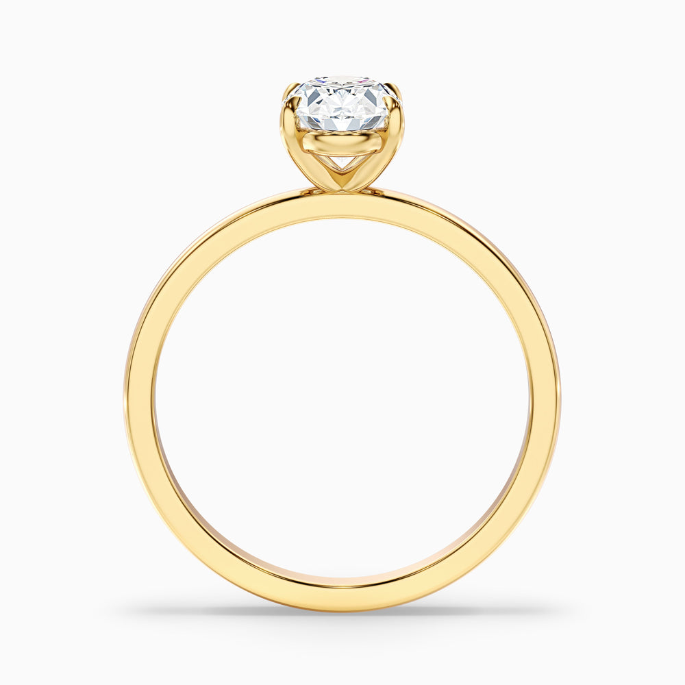 Hailey 2.5 Carat Oval Cut Solitaire Lab Grown Engagement Ring in 18k Yellow Gold - Side View