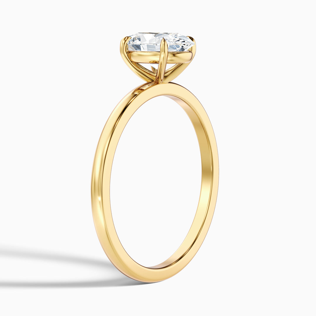 Hailey 2.5 Carat Oval Cut Solitaire Lab Grown Engagement Ring in 10k Yellow Gold - Detail View