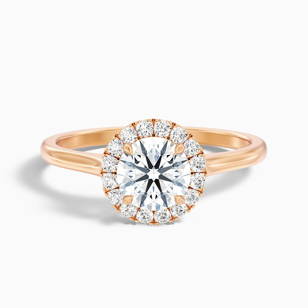 Iva 3.5 Carat Round Halo Moissanite Diamond Ring - Front View