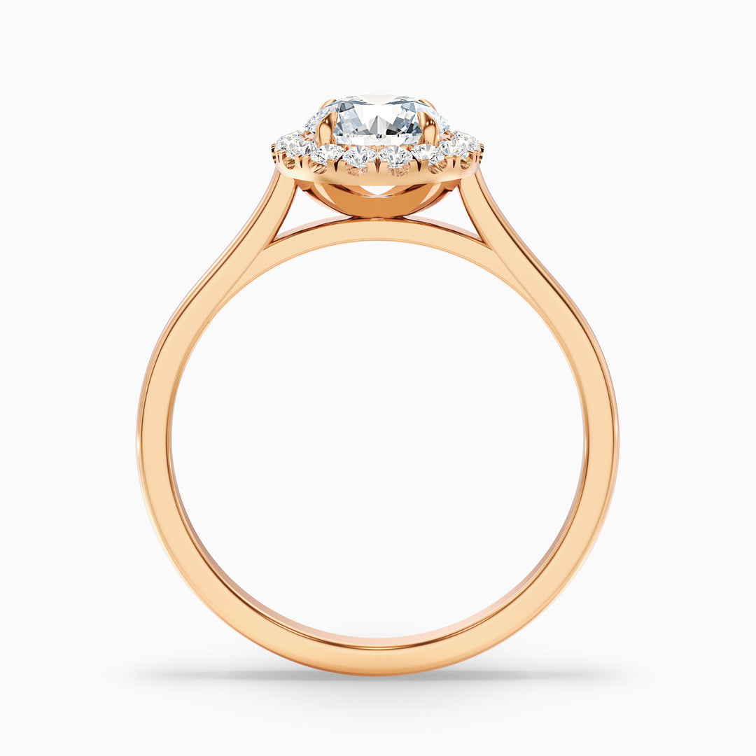 Iva 1 Carat Round Halo Moissanite Diamond Ring - Side View