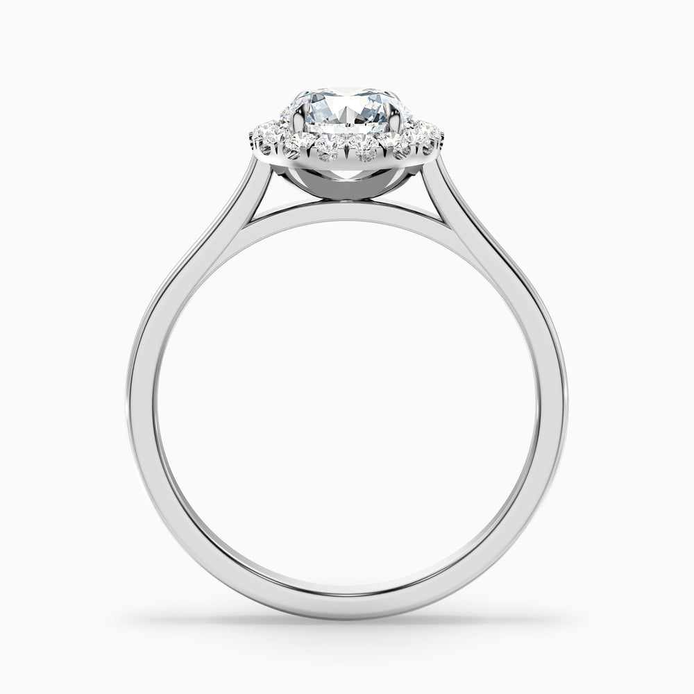 Helyn 3 Carat Round Halo Lab Grown Engagement Ring in 10k White Gold - Side View