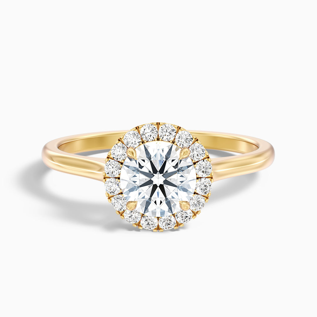 Helyn 2.5 Carat Round Halo Lab Grown Engagement Ring in 14k Yellow Gold - Front View