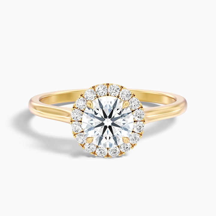 Helyn 2.5 Carat Round Halo Lab Grown Engagement Ring in 10k Yellow Gold - Front View