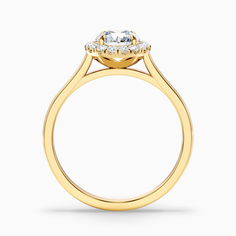 Helyn 1.5 Carat Round Halo Lab Grown Engagement Ring in 18k Yellow Gold - Side View