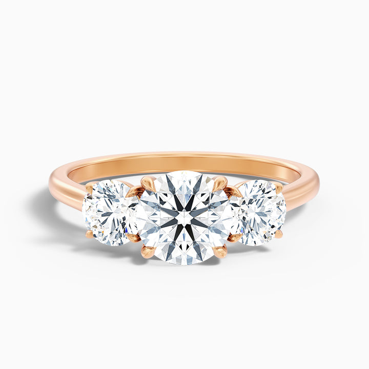 Ira 1 Carat Round Three Stone Lab Grown Engagement Ring in 10k Yellow Gold - Front View