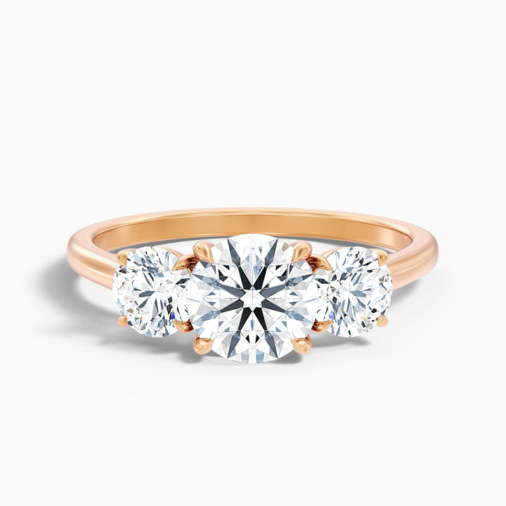 Ira 1 Carat Round Three Stone Lab Grown Engagement Ring in Platinum - Front View