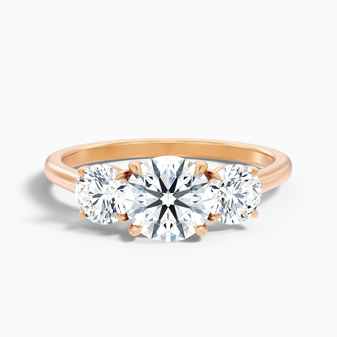 Ira 2.5 Carat Round Three Stone Lab Grown Engagement Ring in Platinum - Front View