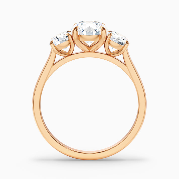 Ira 2.5 Carat Round Three Stone Lab Grown Engagement Ring in 10k Rose Gold - Side View