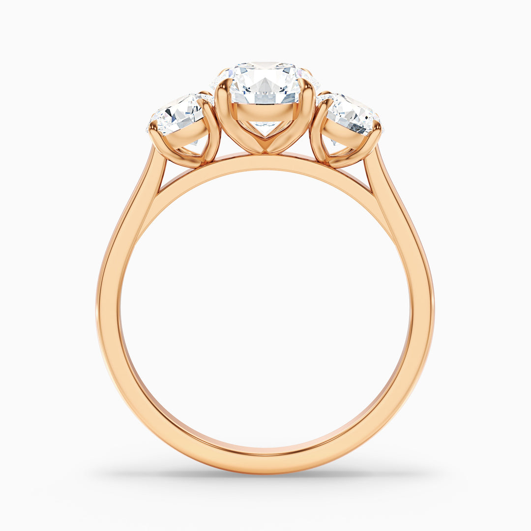 Ira 1 Carat Round Three Stone Lab Grown Engagement Ring in Platinum - Side View