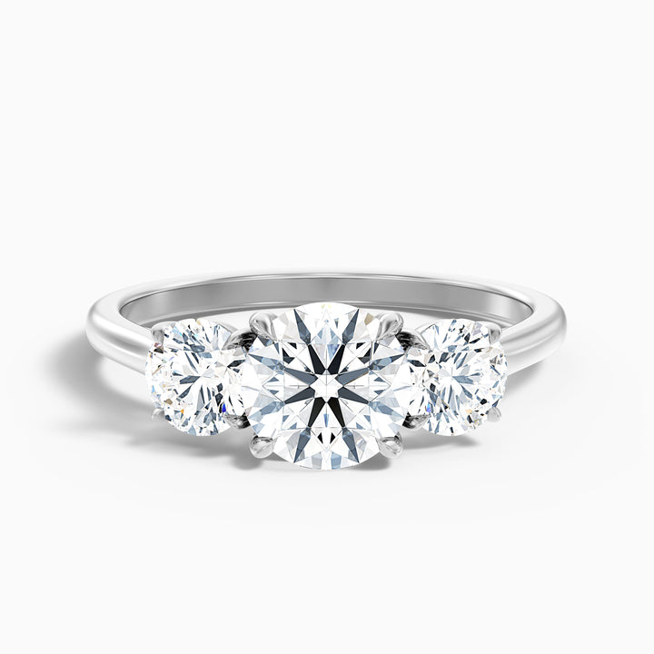 Ira 1 Carat Round Three Stone Lab Grown Engagement Ring in Platinum - Front View