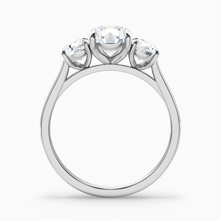 Hana 2 Carat Round Three Stone Moissanite Diamond Ring - Side View