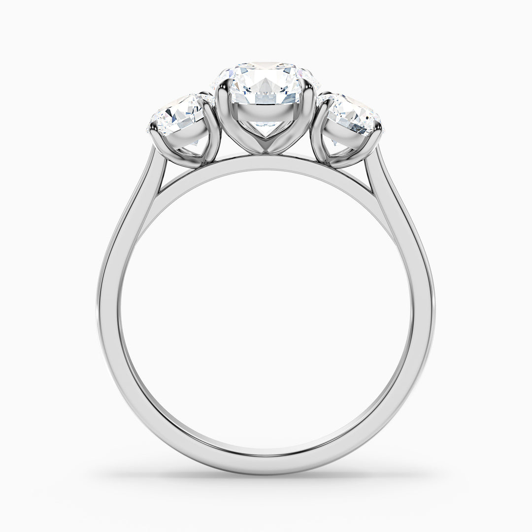 Ira 2.5 Carat Round Three Stone Lab Grown Engagement Ring in Platinum - Side View