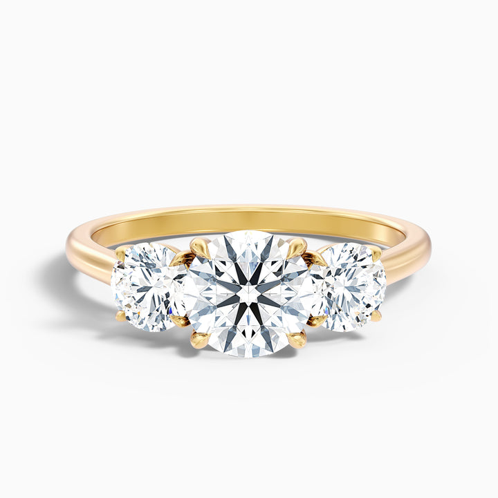 Ira 2.5 Carat Round Three Stone Lab Grown Engagement Ring in Platinum - Front View