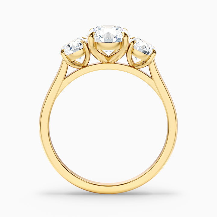 Ira 1 Carat Round Three Stone Lab Grown Engagement Ring in 10k Yellow Gold - Side View