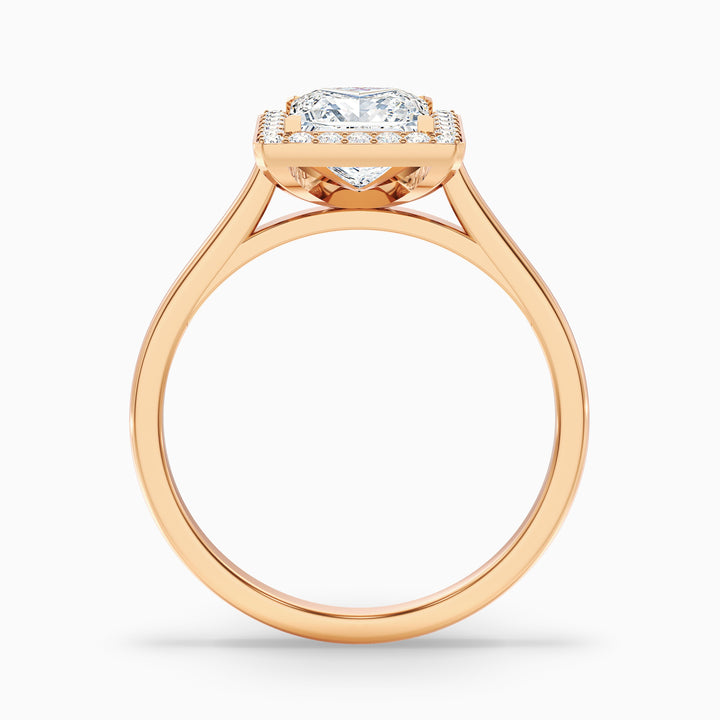 Fiona 2 Carat Princess Cut Halo Pave Moissanite Diamond Ring - Side View