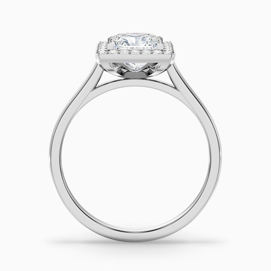 Kelly 3.5 Carat Princess Cut Halo Pave Lab Grown Engagement Ring in 10k White Gold - Side View