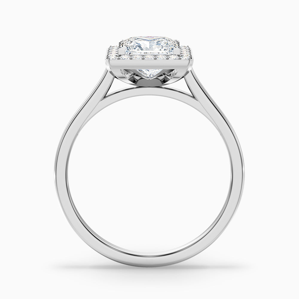 Kelly 2 Carat Princess Cut Halo Pave Lab Grown Engagement Ring in 14k White Gold - Side View