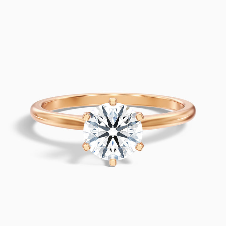 Emma 1 Carat Round Solitaire Lab Grown Engagement Ring in 18k Rose Gold - Front View