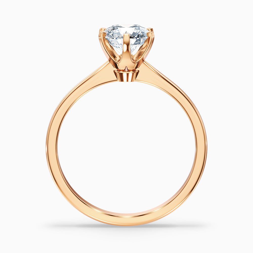 Flora 1 Carat Round Solitaire Moissanite Diamond Ring - Side View