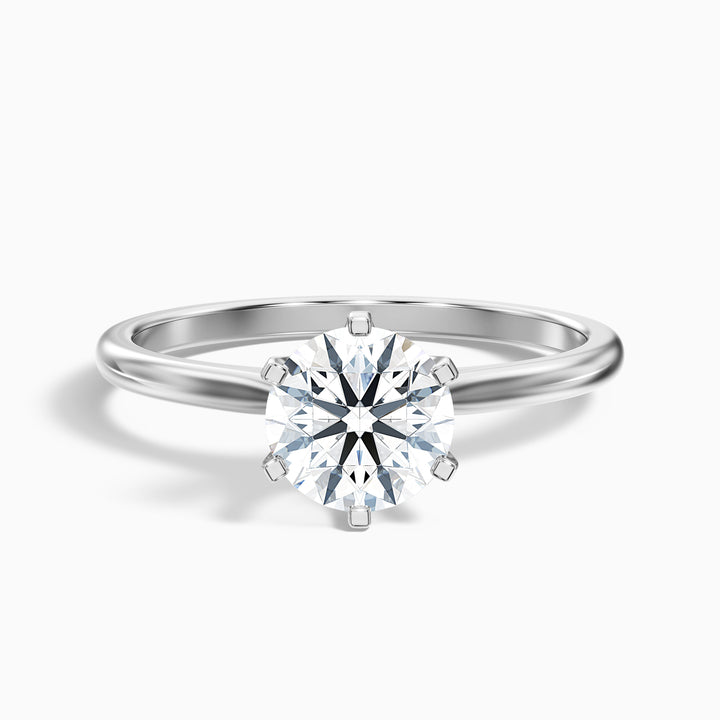 Emma 3.5 Carat Round Solitaire Lab Grown Engagement Ring in 10k White Gold - Front View