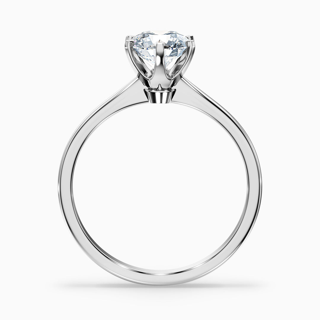 fern 9 carat round solitaire moissanite diamond ring in 18k white gold -  Side View