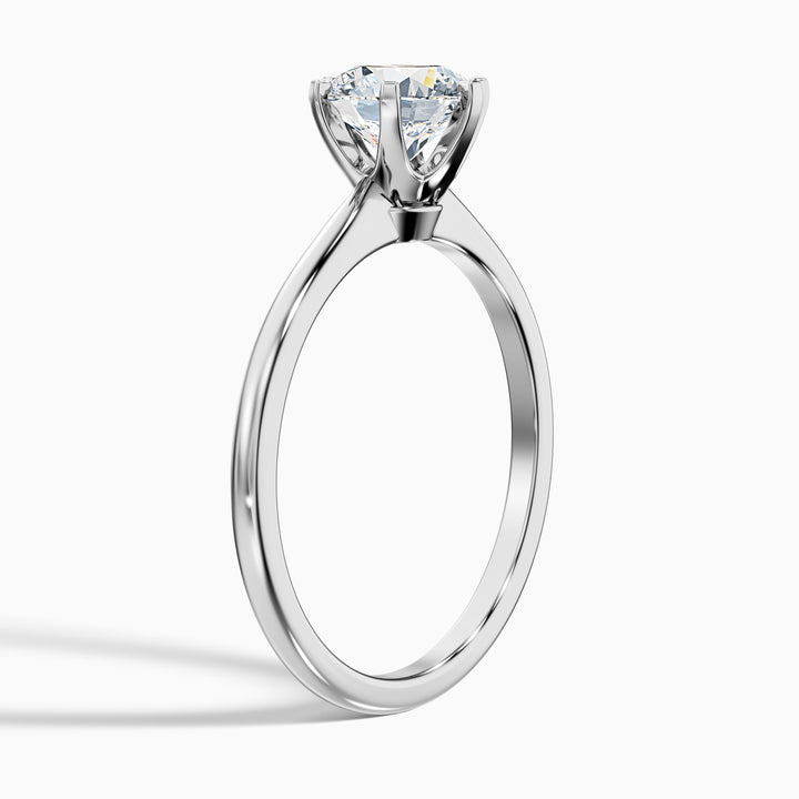 fern 6 carat round solitaire moissanite diamond ring in 925 sterling silver - Detail View