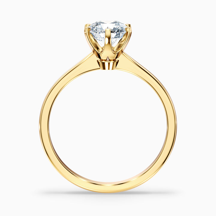 fern 6 carat round solitaire moissanite diamond ring in 10k yellow gold -  Side View