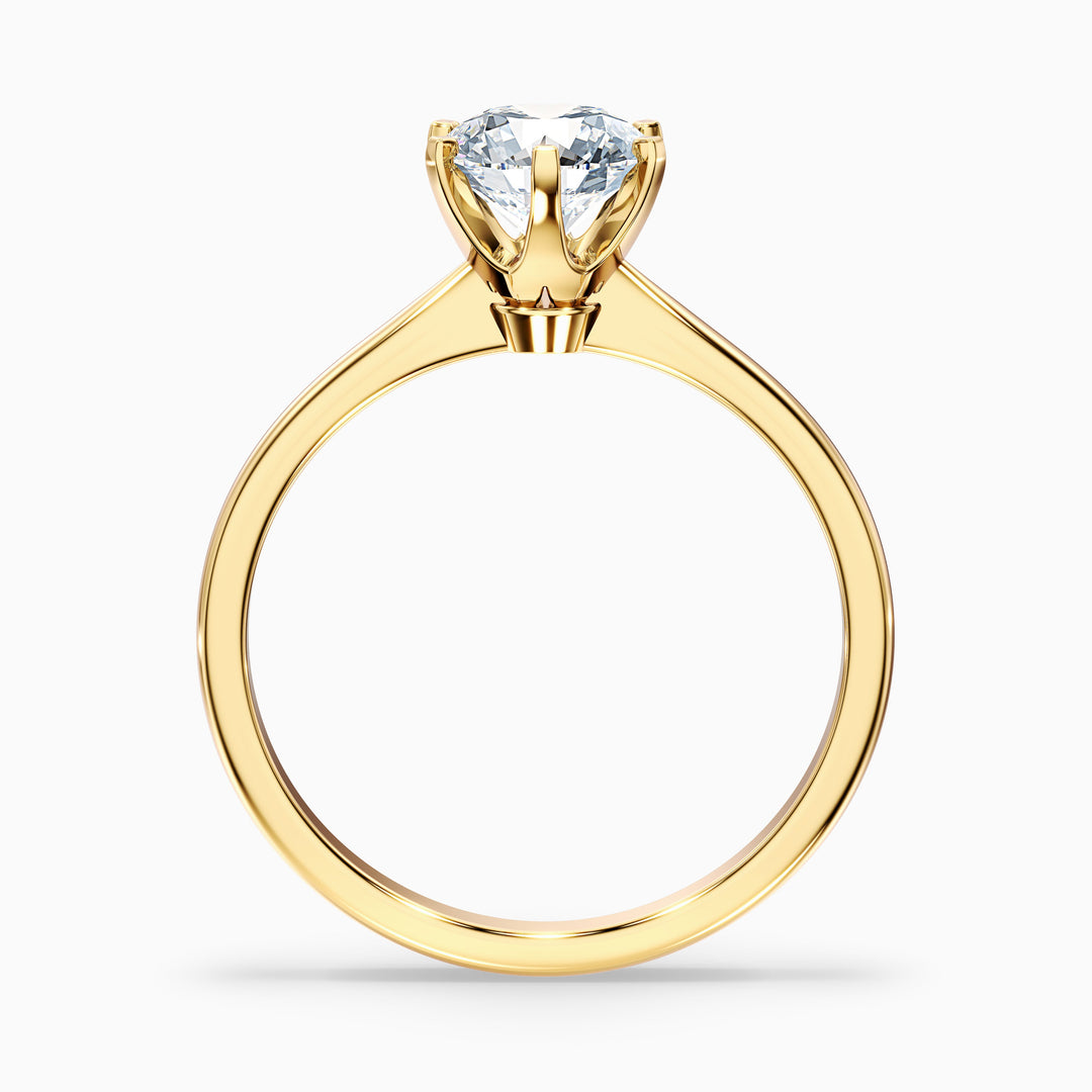 Emma 1 Carat Round Solitaire Lab Grown Engagement Ring in 10k Yellow Gold - Side View