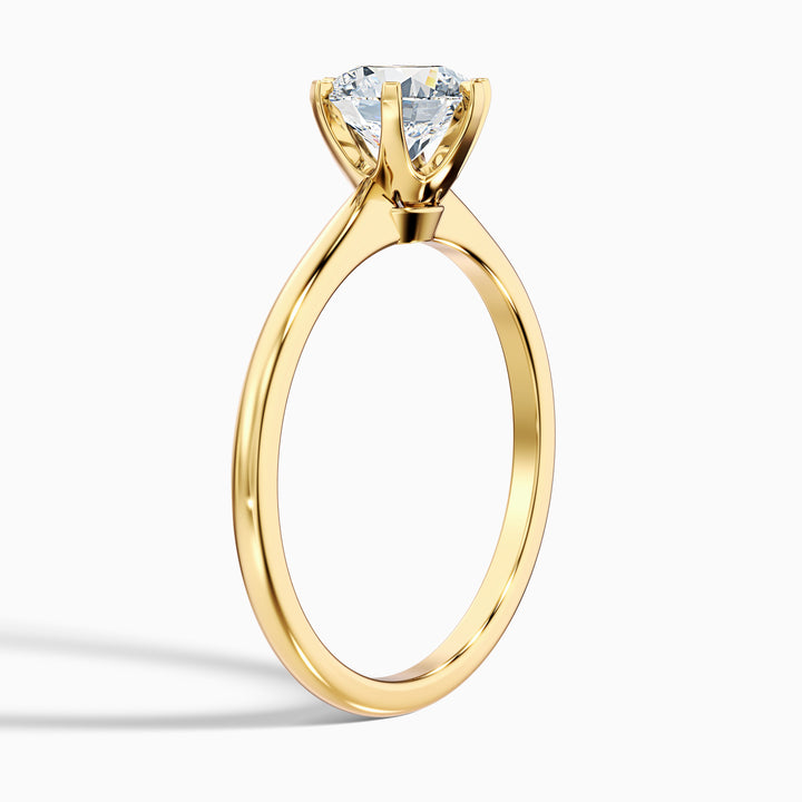 Emma 1.5 Carat Round Solitaire Lab Grown Engagement Ring in 10k Yellow Gold - Detail View