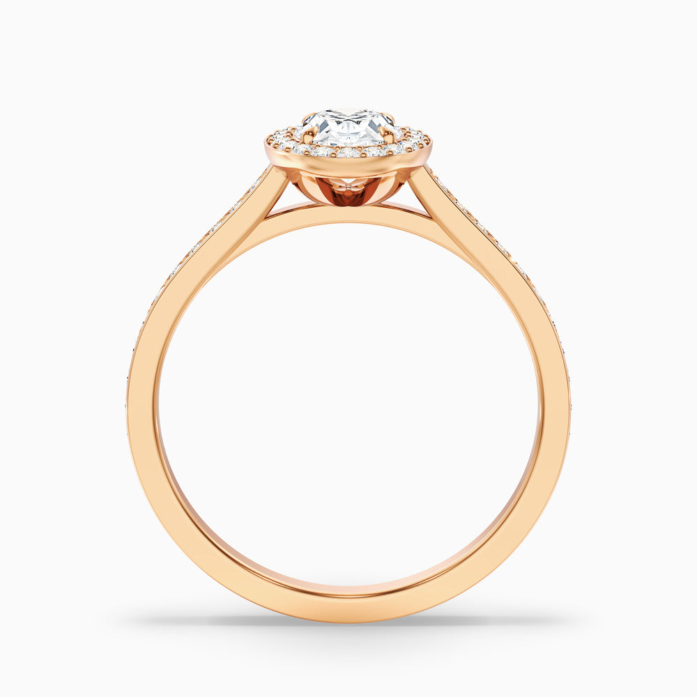 Erin 1 Carat Oval Halo Pave Lab Grown Engagement Ring in 10k Rose Gold - Side View