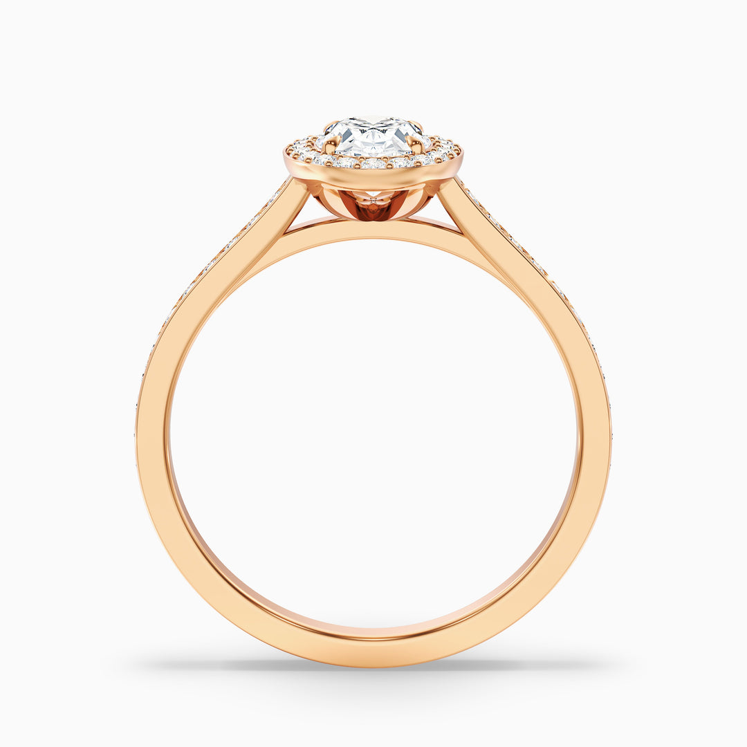 Erin 1.5 Carat Oval Halo Pave Lab Grown Engagement Ring in 14k Rose Gold - Side View