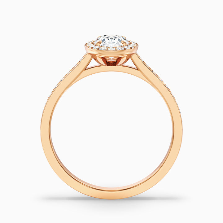 Erin 1.5 Carat Oval Halo Pave Lab Grown Engagement Ring in 14k Rose Gold - Side View