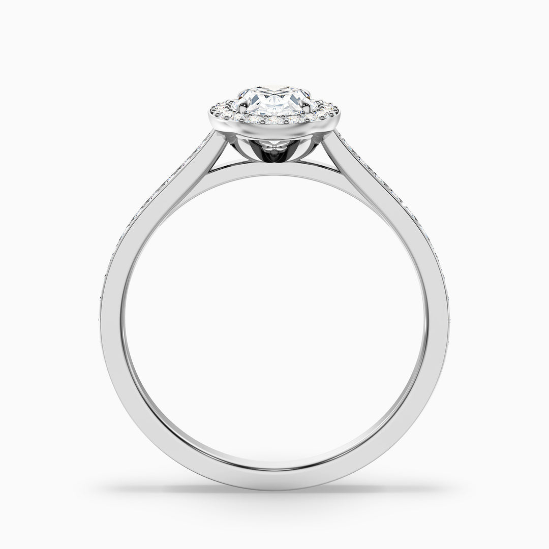 Erin 3 Carat Oval Halo Pave Lab Grown Engagement Ring in 18k Rose Gold - Side View