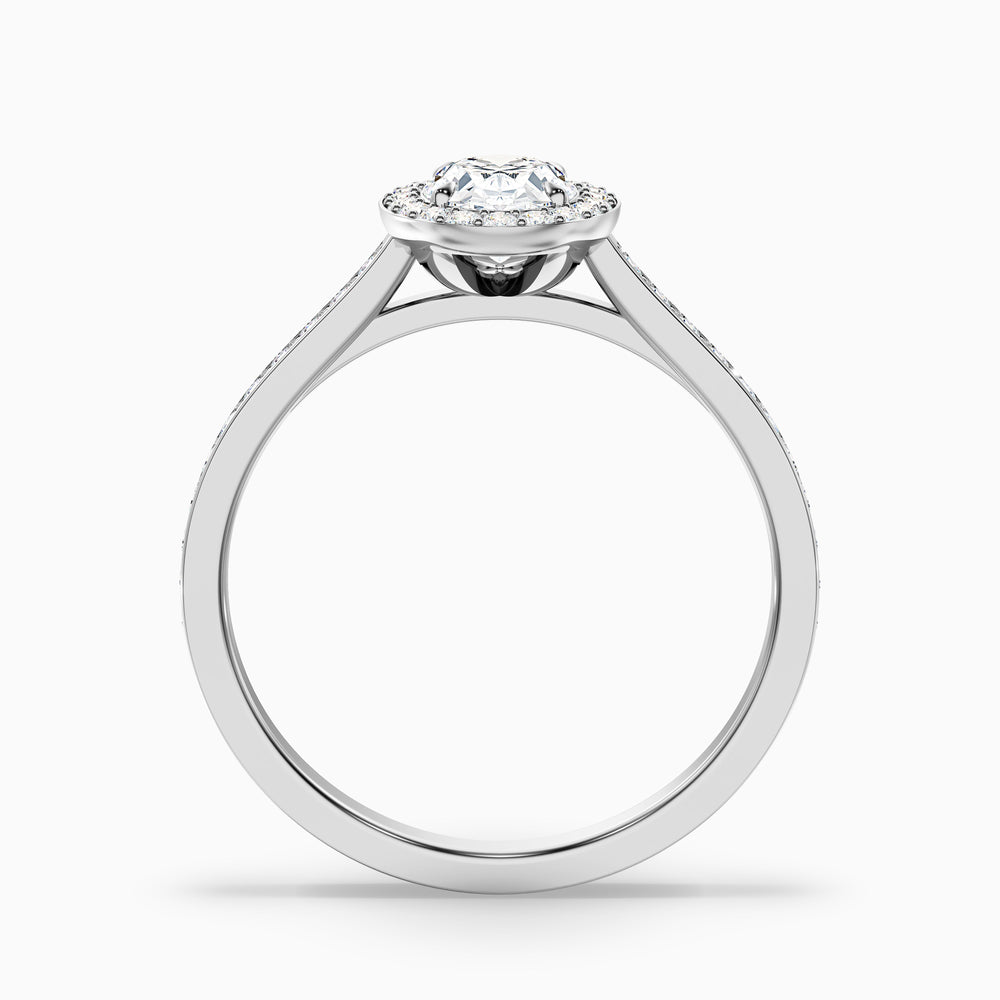 Erin 1 Carat Oval Halo Pave Lab Grown Engagement Ring in Platinum - Side View
