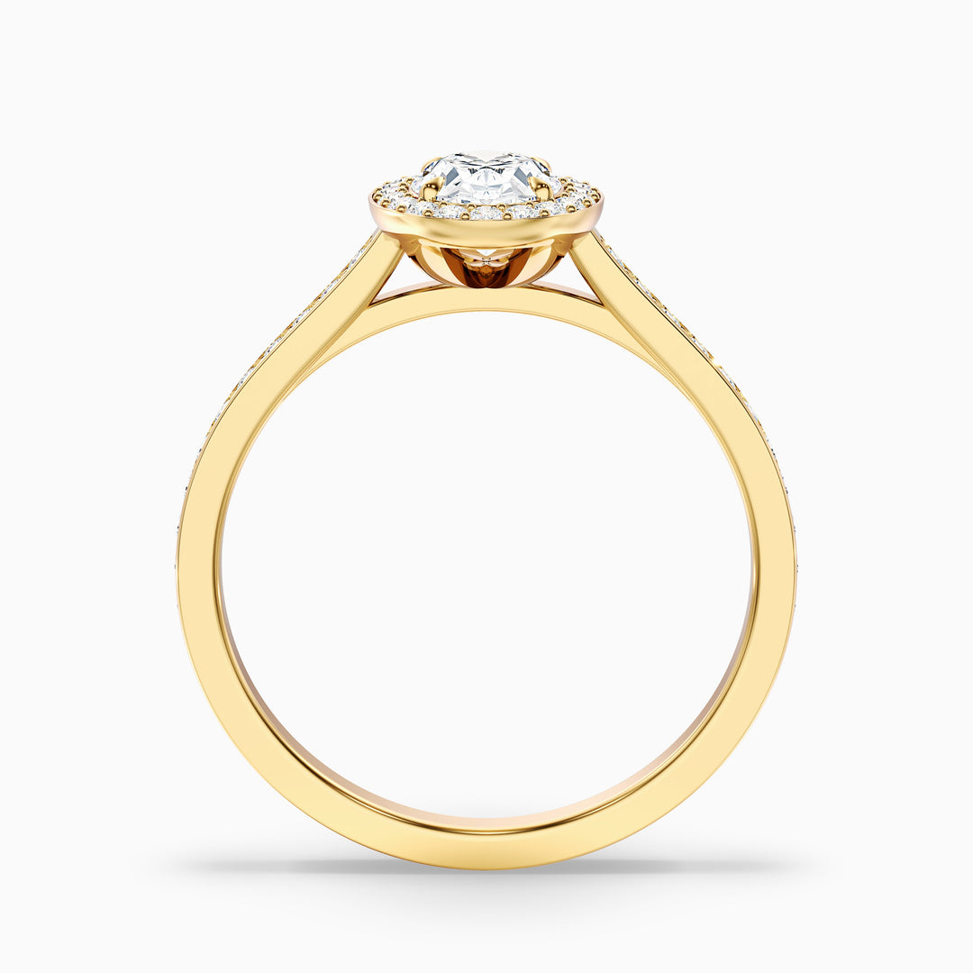 Erin 1 Carat Oval Halo Pave Lab Grown Engagement Ring in 18k Yellow Gold - Side View