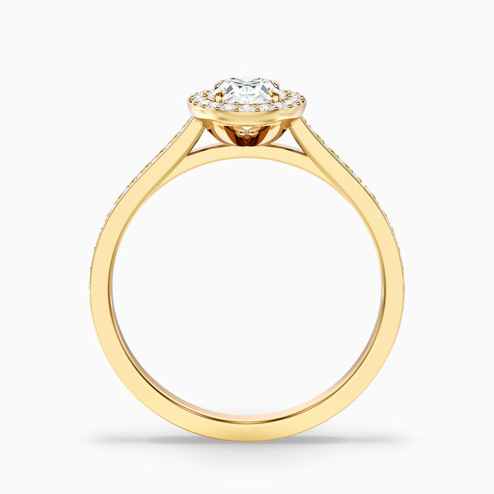 Erin 1 Carat Oval Halo Pave Lab Grown Engagement Ring in 18k Yellow Gold - Side View