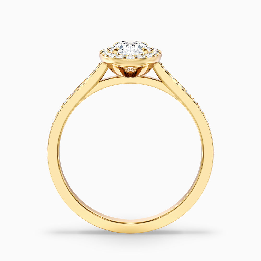 Erin 1 Carat Oval Halo Pave Lab Grown Engagement Ring in 14k Yellow Gold - Side View